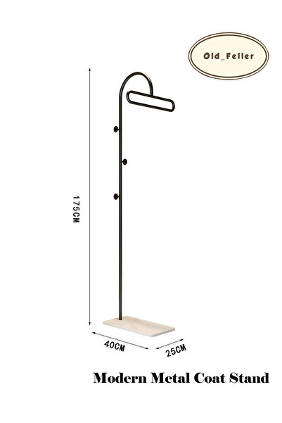Old_Feller Freestanding Metal Coat Rack with Natural Marble Base - Standing C...