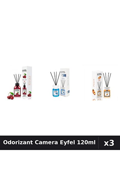 Eyfel Set 3 Odorizante Camera cu Betisoare 120ml - Cirese, Cool Water, Piersica