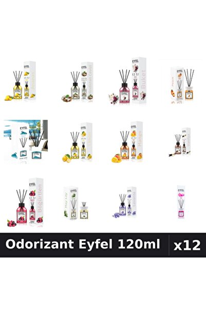Eyfel Set 12 Odorizante Camera cu Betisoare - 12 Arome Asortate, 120ml