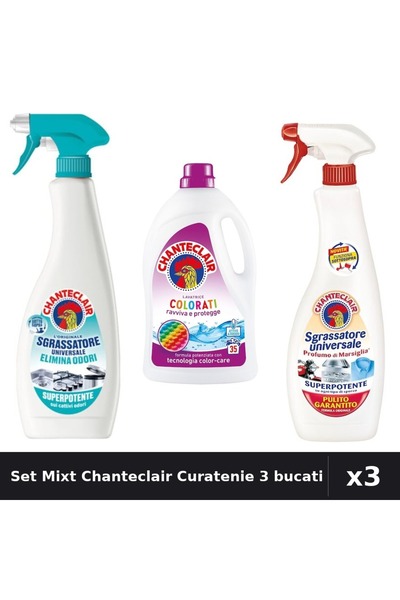 Chanteclair Set 3 Degresant și Detergent 600ml 1575ml - Anti-Miros, Color, Ma...