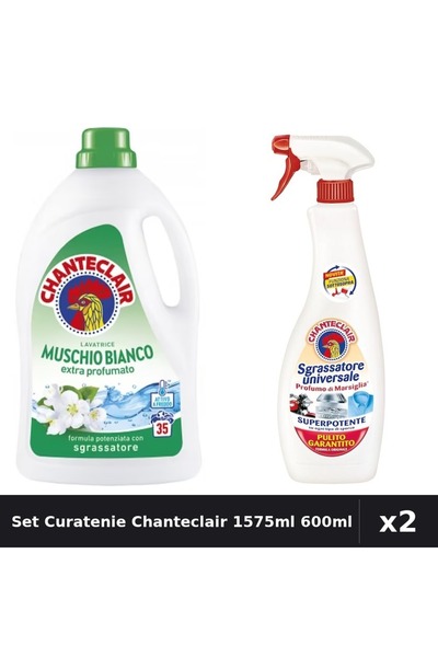 Chanteclair Set 2 Detergent Lichid Rufe 1575ml + Degresant 600ml - Mosc Alb, ...