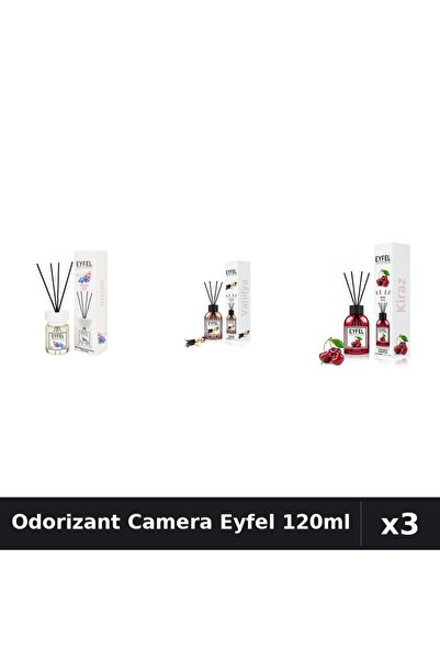 Eyfel Set 3 Odorizant Camera cu Betisoare - Orhidee, Vanilie, Cirese 120ml