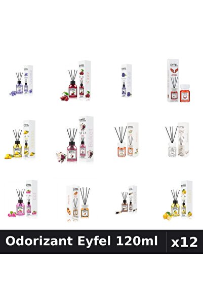 Eyfel Set 12 Odorizante Camera cu Betisoare - 12 Arome Asortate, Parfum Inten...