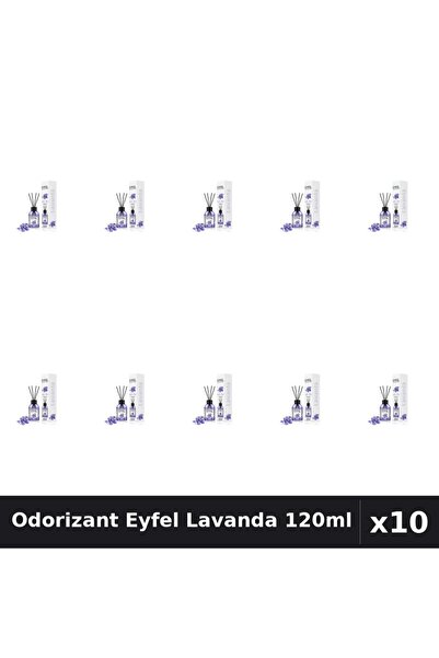 Eyfel Set 10 Odorizant Camera cu Betisoare Lavanda - Parfum Intens, 120ml