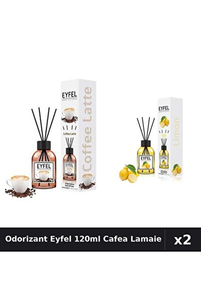 Eyfel Set 2 Odorizante Camera cu Betisoare 120ml - Cafea, Lamaie - Parfum Intens