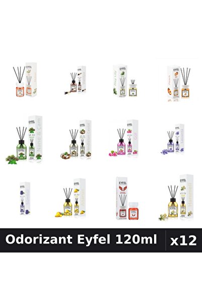 Eyfel Set 12 Odorizante Camera cu Betisoare - 12 Arome Asortate, 120ml