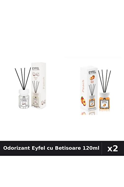 Eyfel Set 2 Odorizante Camera cu Betisoare - Bumbac, Piersica 120ml