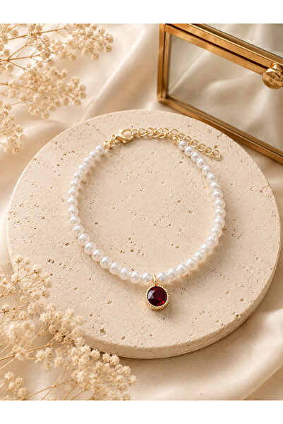 HALHALMILL Red crystal pearl bracelet