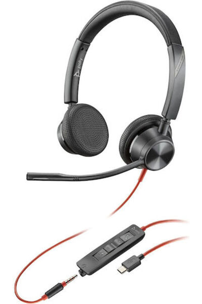 Poly Blackwire 3325 Ακουστικά Πολυμέσων Επί του Αυτιού με Μικρόφωνο, Υποδοχή ...