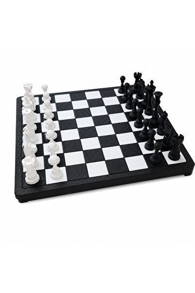 DoBi3D 21x21 cm Satranç Takımı | Taşınabilir Satranç Seti | Siyah Beyaz Strat...