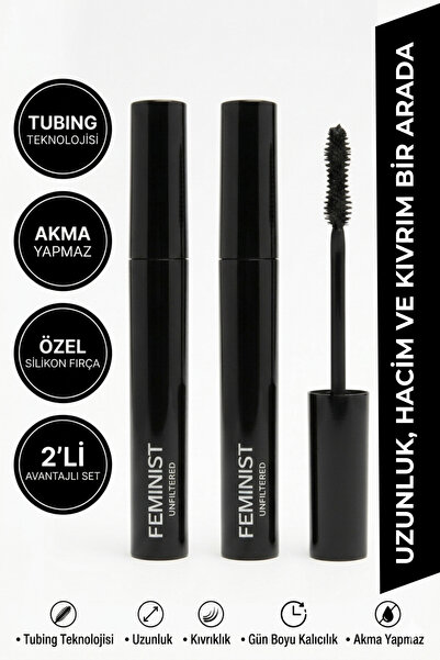 Feminist Cosmetics Tubing Maskara 2'li Set Siyah - Uzatıcı, Hacim Verici ve Ö...