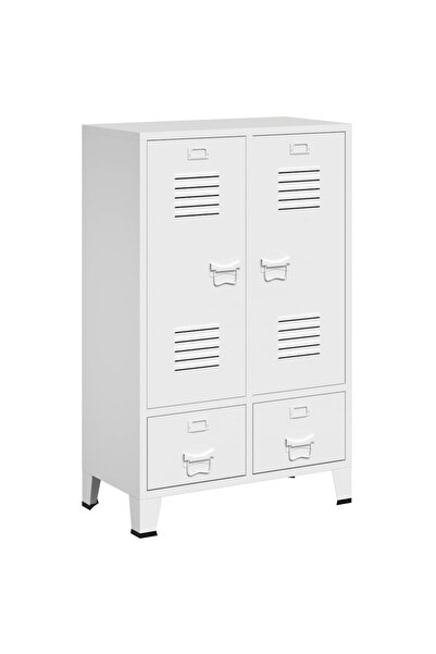 vidaxl Industrial wardrobe, white, 67x35x107 cm, steel