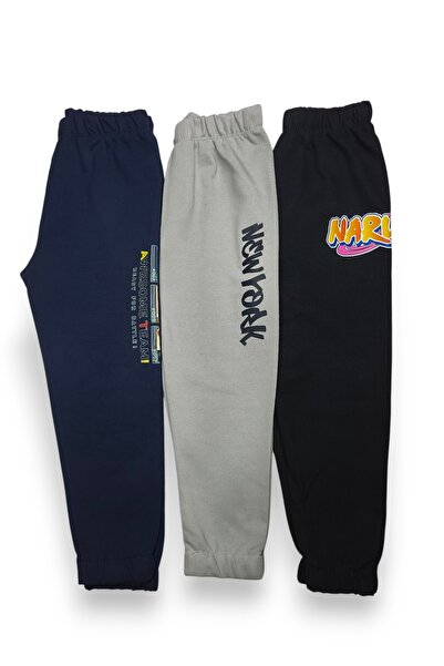 Merve Nur Tekstil Children's Printed Sweatpants Set of 3