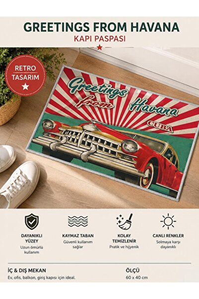Moda ÇINAR Dijital Baskılı Kaymaz Taban Yıkanabilir Kapı Önü Paspası (40x60cm)