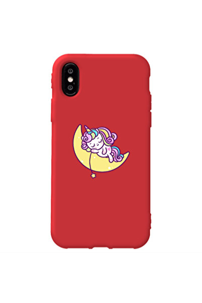 Other Apple iPhone X Sleeping horse Red Colored Silicone TPU Θήκη
