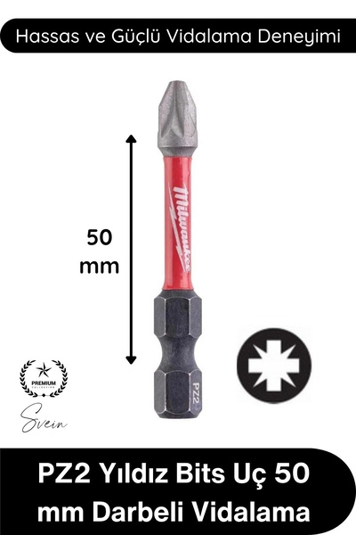 Svein #Vidalama PZ2 Yıldız Bits Uç 50 Mm Darbeli Vidalama Tornavida Aksesuarı...