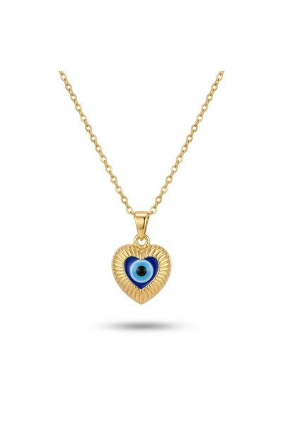 h&b design jewel Steel Heart Evil Eye Necklace