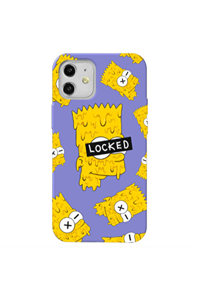 Other Apple iPhone 12 Bart Simpson Purple Colored Silicone TPU Θήκη