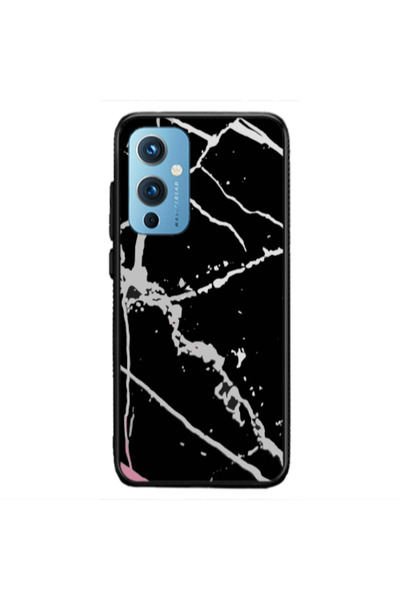 Other Oneplus 9 5G Marble Cream Cracks Black Glossy Θήκη