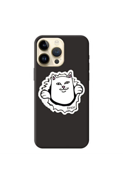 Other Apple iPhone 13 Pro Max White cat Black Colored Silicone TPU Θήκη