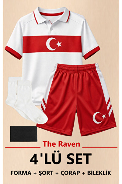 The RAVEN Premium Türkiye Milli Takım Serisi Çocuk Futbol Forması 4 PARÇA ( Ç...