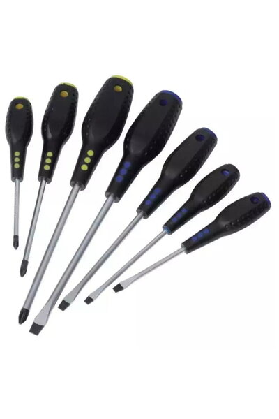 DEDRA EXIM Top Bottom Set of CrV screwdrivers, magnetic tip, rubber handle, 7...