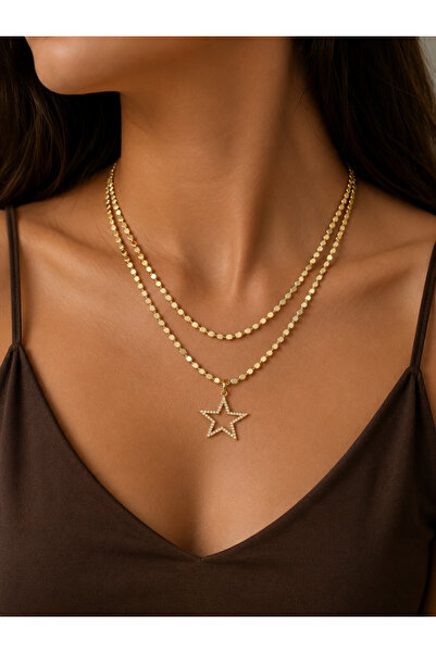 Liva Group Atelier XUPİNG 14K Altın Kaplama Ezme Zincir Kolye (60cm) & 14K Al...