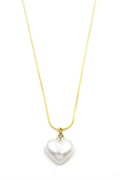 Marsilyan Nvdn- Ieg - Pearl Heart Necklace - Gold Iegrs-Nvdn1