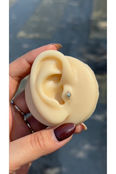 ZARİN JEWELS Göz Detaylı ve Zirkon Taşlı Cerrahi Çelik Tragus/Helix Piercing
