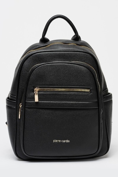 Pierre Cardin , Rucsac de piele ecologica cu barete ajustabila, Negru