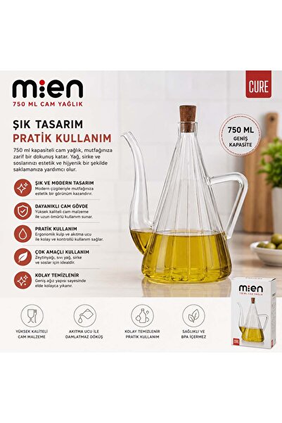 MİEN 750 Ml İkili Akasaya Standlı Cam Yağdanlık