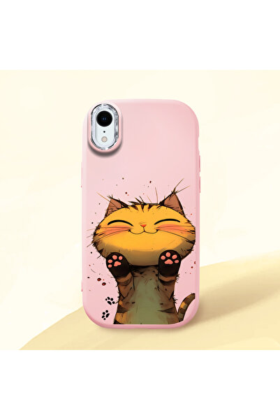 Hontinga iPhone XR Uyumlu Kılıf kamera koruyucu Pembe Silikon Couple Telefon ...
