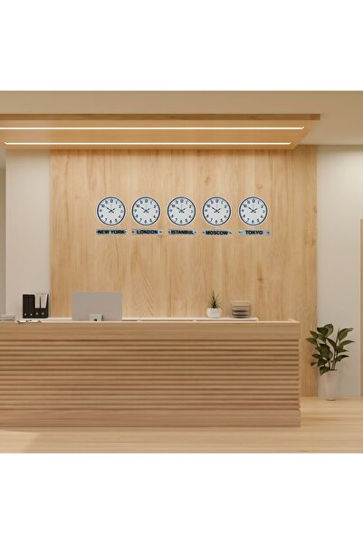 ForWhat 5Pcs 36cm White Classic Style World Time Clocks with Signs for Office...