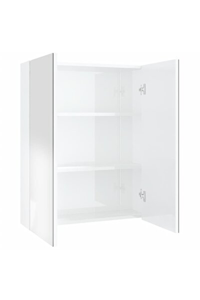 vidaxl Dulap de baie cu oglindă, alb strălucitor, 60x15x75 cm, MDF