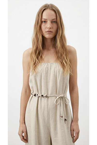Quzu Bead Detailed Jumpsuit Natur