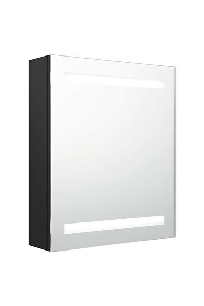 vidaxl Dulap de baie cu oglindă și LED, negru, 50x14x60 cm
