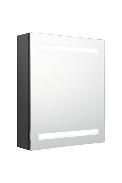 vidaxl Dulap de baie cu oglindă și LED-uri, gri, 50x14x60 cm