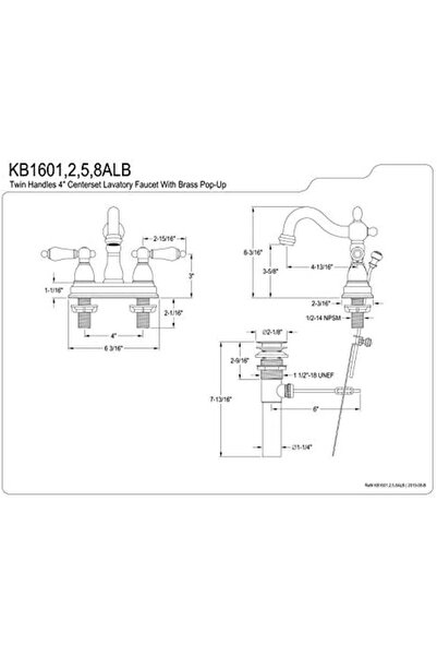 Yıldızan Terra Organik Kb1605Alb 10cm Center Set Sink Faucet, Handle and Pop-...