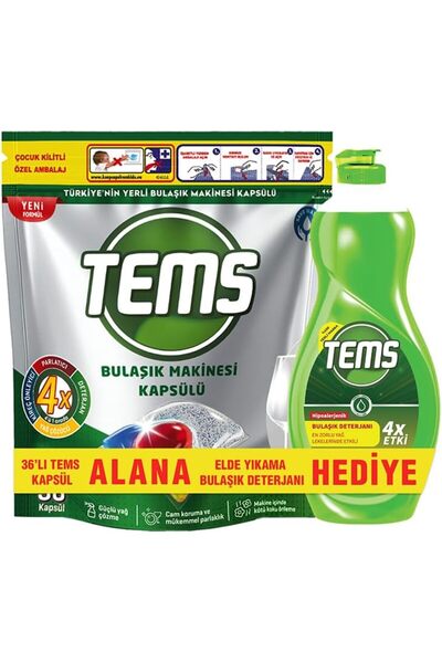 Yıldızan Terra Organik Tems Dishwasher Capsule 36 Pack + Hand Wash Dishwashin...