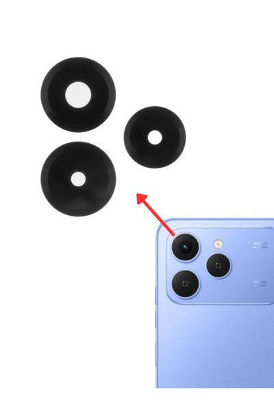 Fodos Tecno Spark 40 4G Arka Kamera Camı Lensi Yapışkanlı Dış Cam KM5 Uyumlu