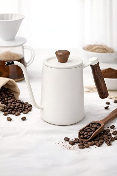 lomex Filter and Drip Pot (V60) with White Wooden Handle 600ml