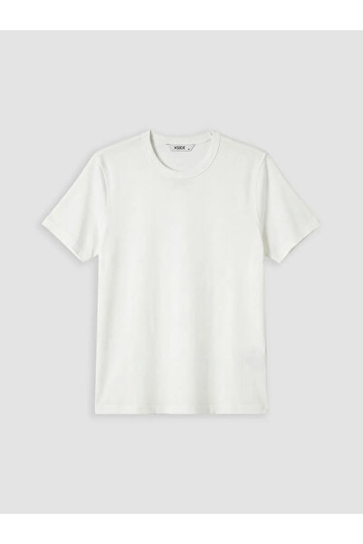 LC Waikiki Ecru Crew Neck Standard Fit Combed Cotton Men's T-Shirt