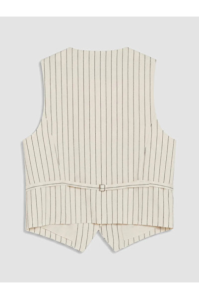 LC Waikiki Beige Striped Linen Look Women's Vest