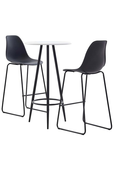vidaxl Set mobilier de bar, 3 piese, negru, plastic