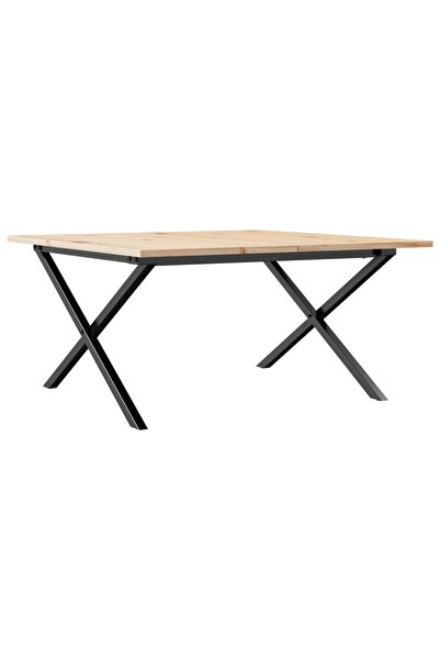 vidaxl Masă de cafea, cadru X, 80x80x45 cm, lemn masiv pin și Oţel