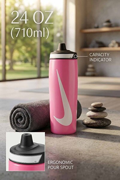 Nike Refuel 24 oz (710 ml) Pink Glow Sporcu Suluk Matara - Sızdırmaz Elit Suluk
