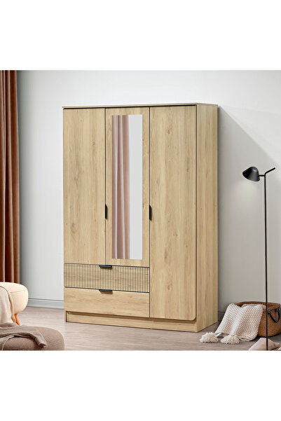 Home Box Movo Lasero 3-Door Wardrobe with 2 Drawers and Mirrors