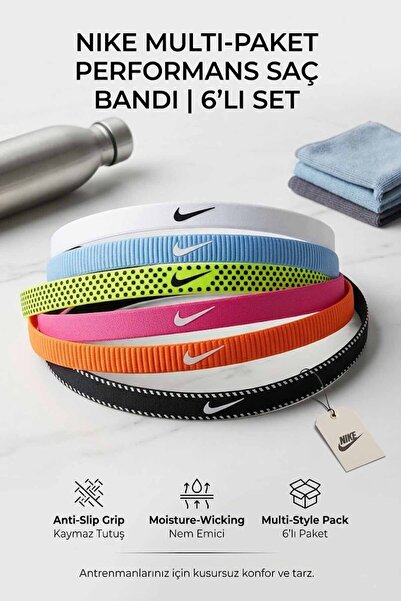 Nike Set de 6 benzi de păr sport în culori mixte - Benzi elastice pentru teni...