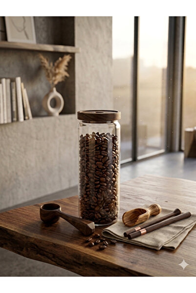 Dia Vacuum Borosilicate Glass Jar with Acacia Lid 1500 Ml, Large Size Coffee ...