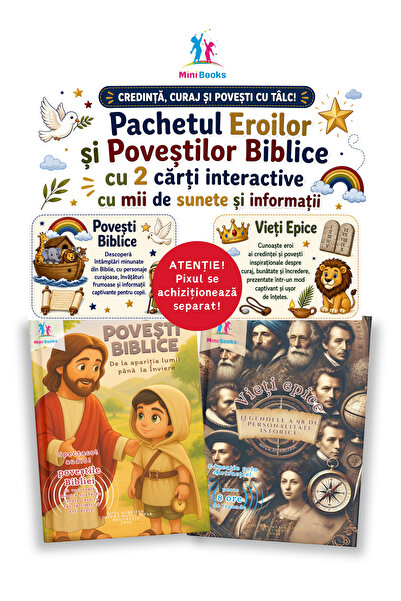 minibooks Pachetul Eroilor și Poveștilor Biblice cu 2 cărți interactive - Bib...